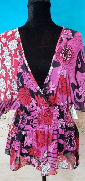 Bison Bisou sheer boho top L - Picture 4 of 6